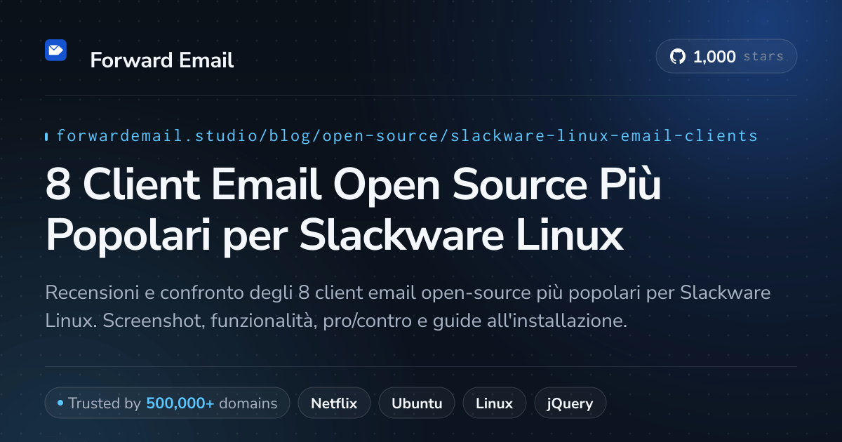 8 Client Email Open Source Più Popolari per Slackware Linux 2026