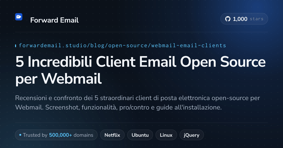 5 Incredibili Client Email Open Source per Webmail 2026