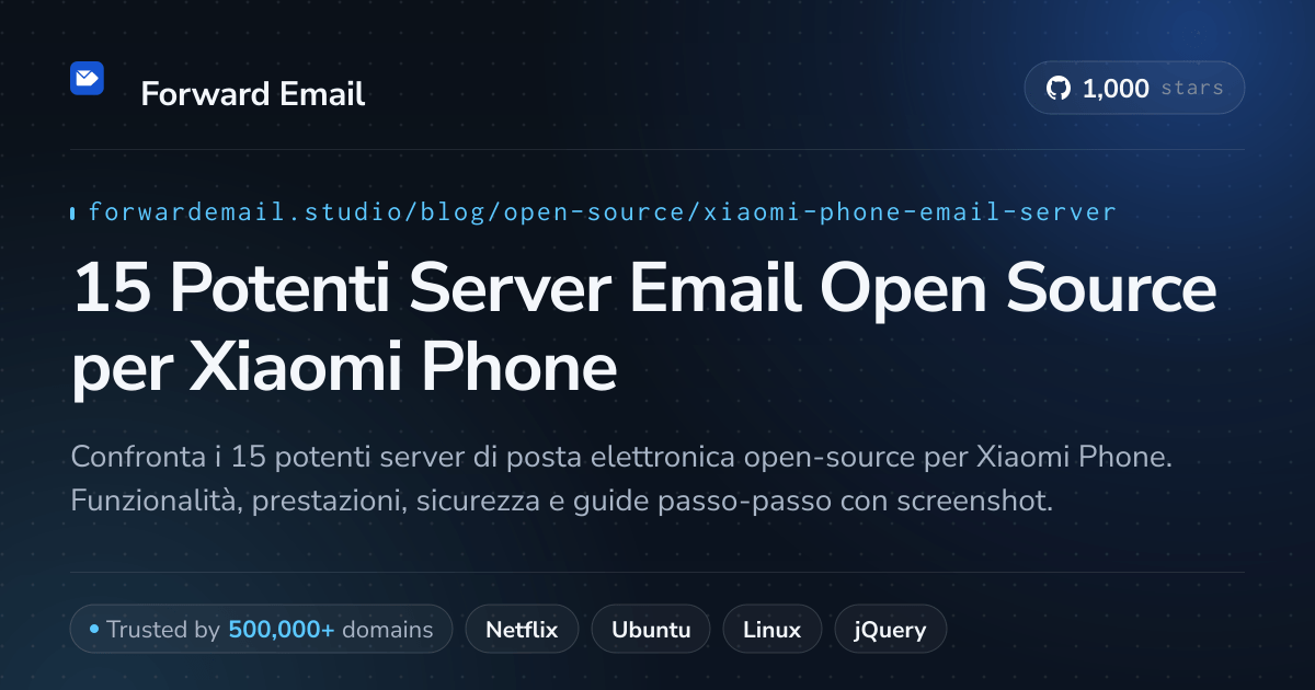 15 Potenti Server Email Open Source per Xiaomi Phone 2026
