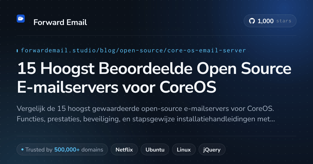 15 Hoogst Beoordeelde Open Source E-mailservers voor CoreOS 2026