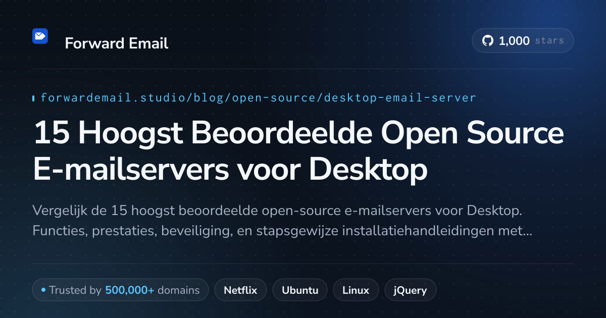 15 Hoogst Beoordeelde Open Source E-mailservers voor Desktop 2026