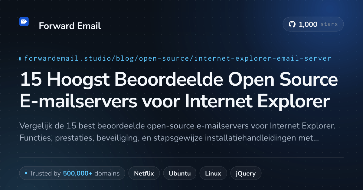 15 Hoogst Beoordeelde Open Source E-mailservers voor Internet Explorer 2026