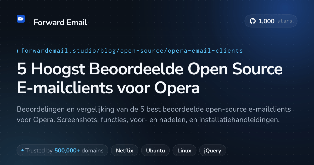 5 Hoogst Beoordeelde Open Source E-mailclients voor Opera 2026