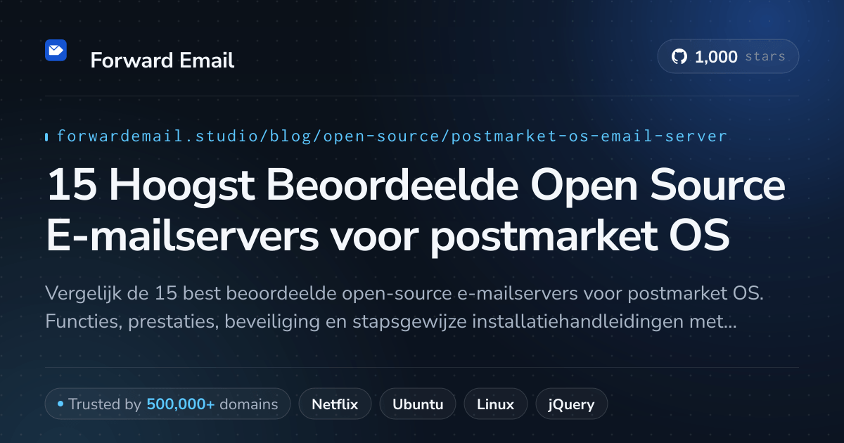 15 Hoogst Beoordeelde Open Source E-mailservers voor postmarket OS 2026