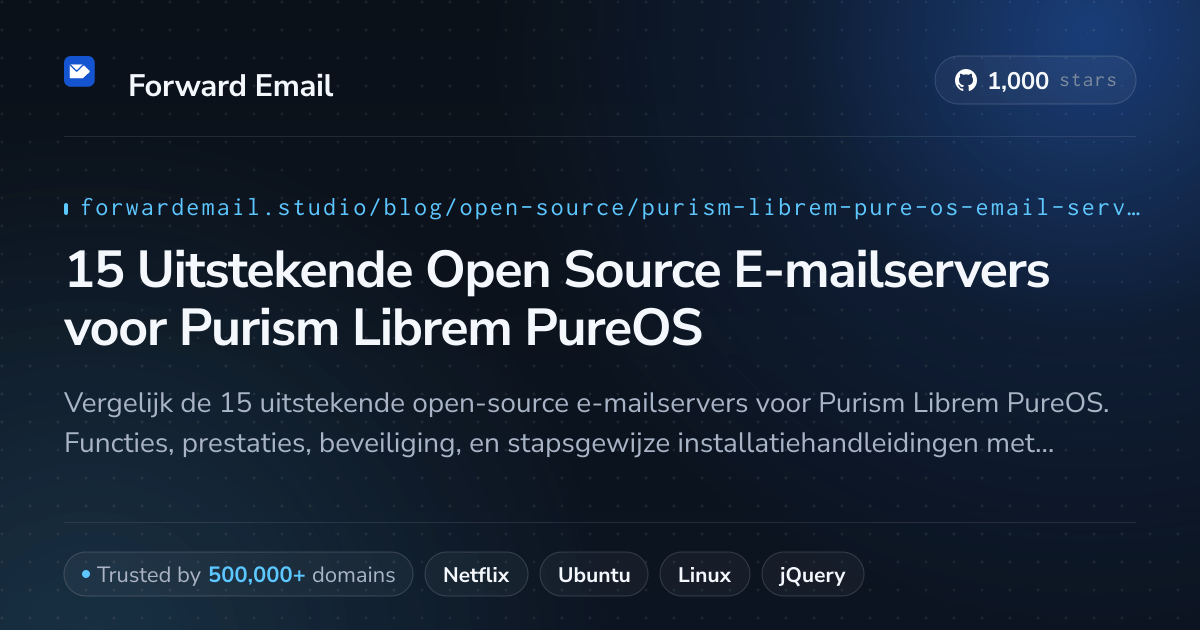 15 Uitstekende Open Source E-mailservers voor Purism Librem PureOS 2026