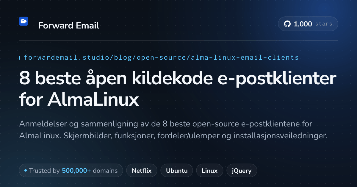 8 beste åpen kildekode e-postklienter for AlmaLinux 2026