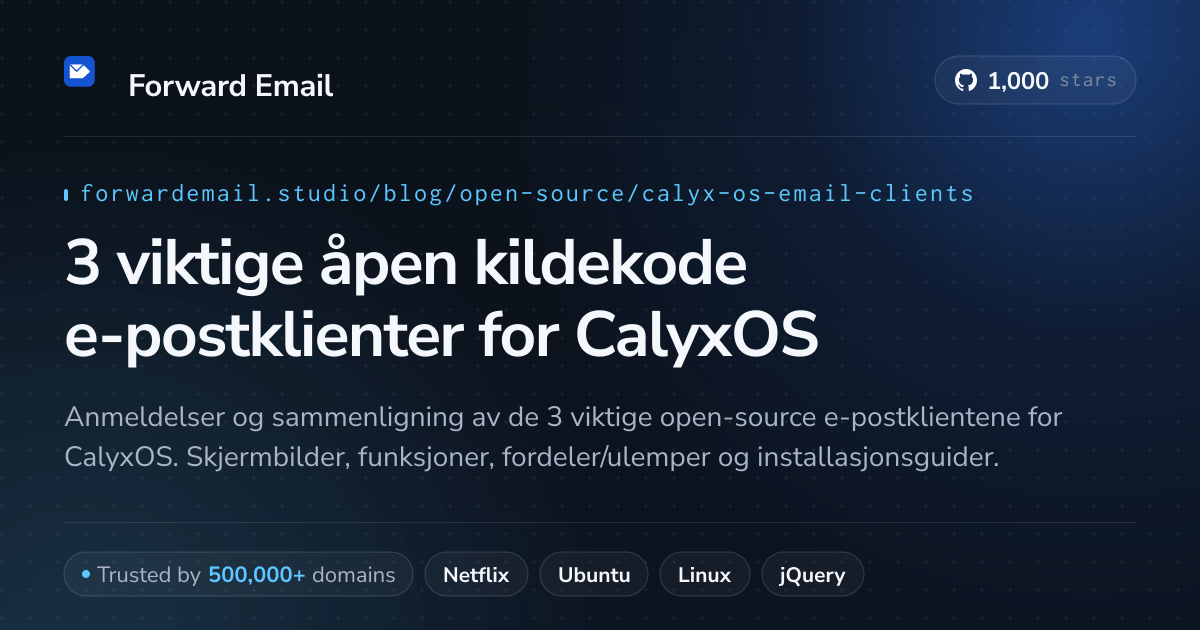 3 viktige åpen kildekode e-postklienter for CalyxOS 2026