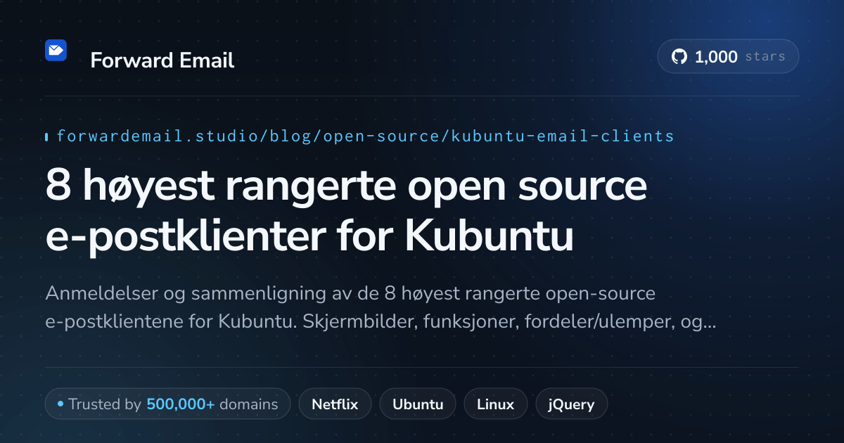 8 høyest rangerte open source e-postklienter for Kubuntu 2026
