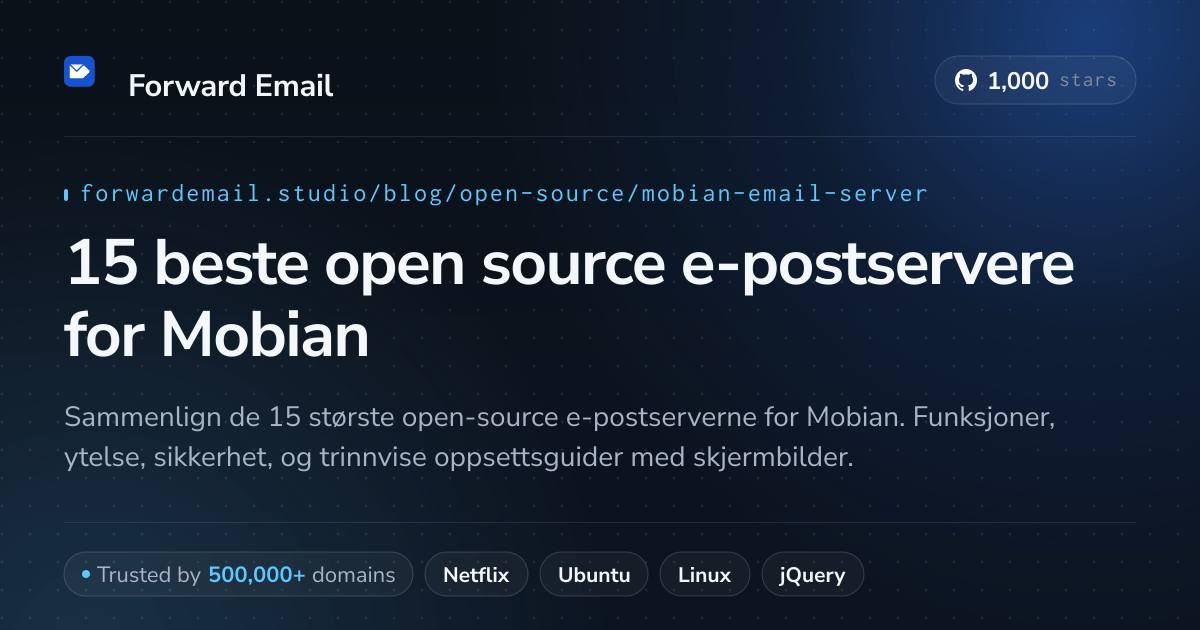 15 beste open source e-postservere for Mobian 2026