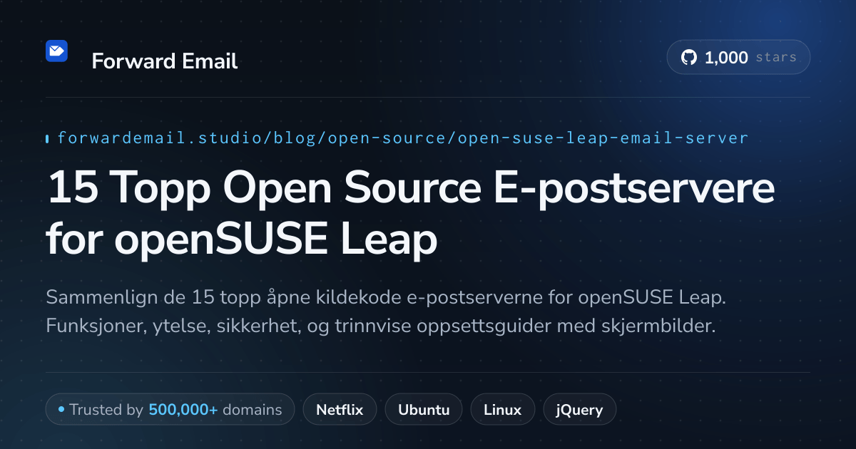 15 Topp Open Source E-postservere for openSUSE Leap 2026