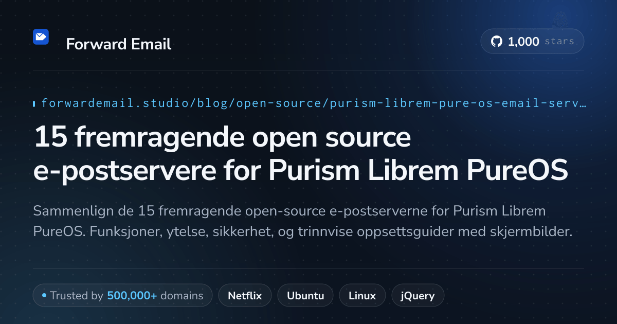 15 fremragende open source e-postservere for Purism Librem PureOS 2026