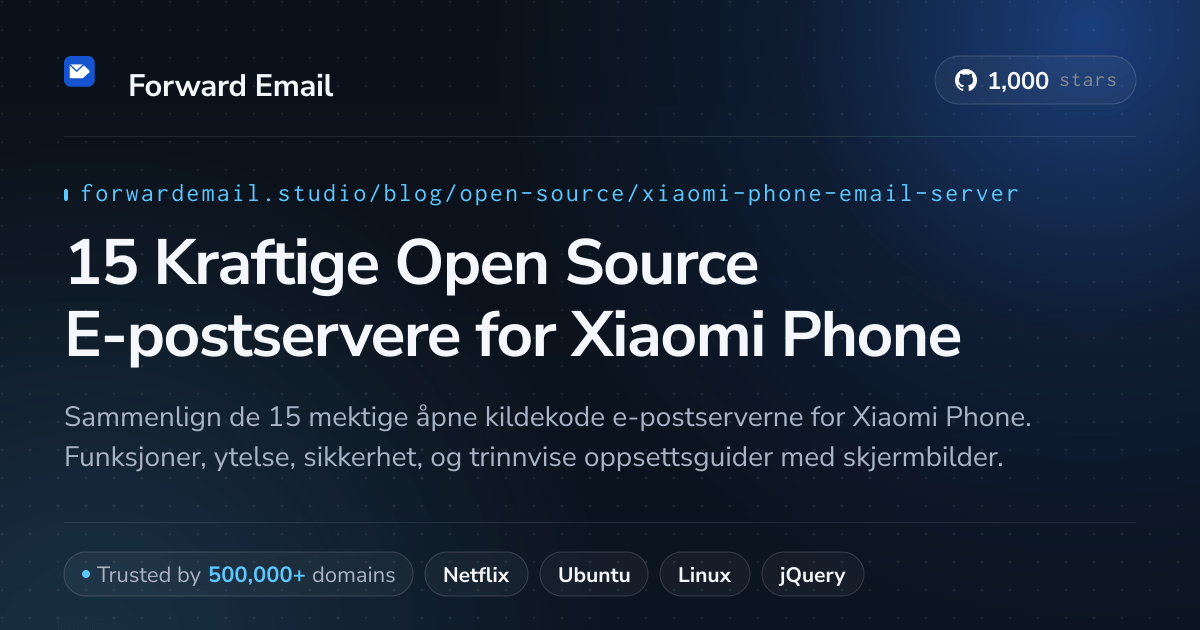 15 Kraftige Open Source E-postservere for Xiaomi Phone 2026