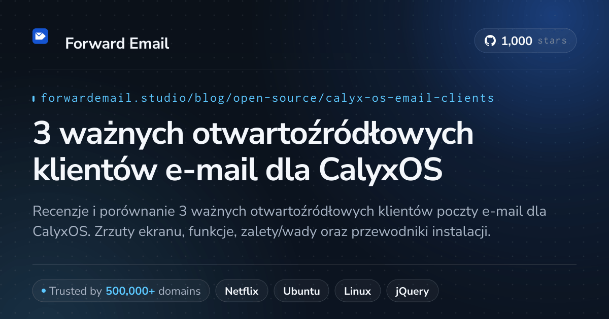 3 ważnych otwartoźródłowych klientów e-mail dla CalyxOS 2026
