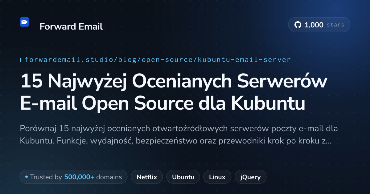 15 Najwyżej Ocenianych Serwerów E-mail Open Source dla Kubuntu 2026