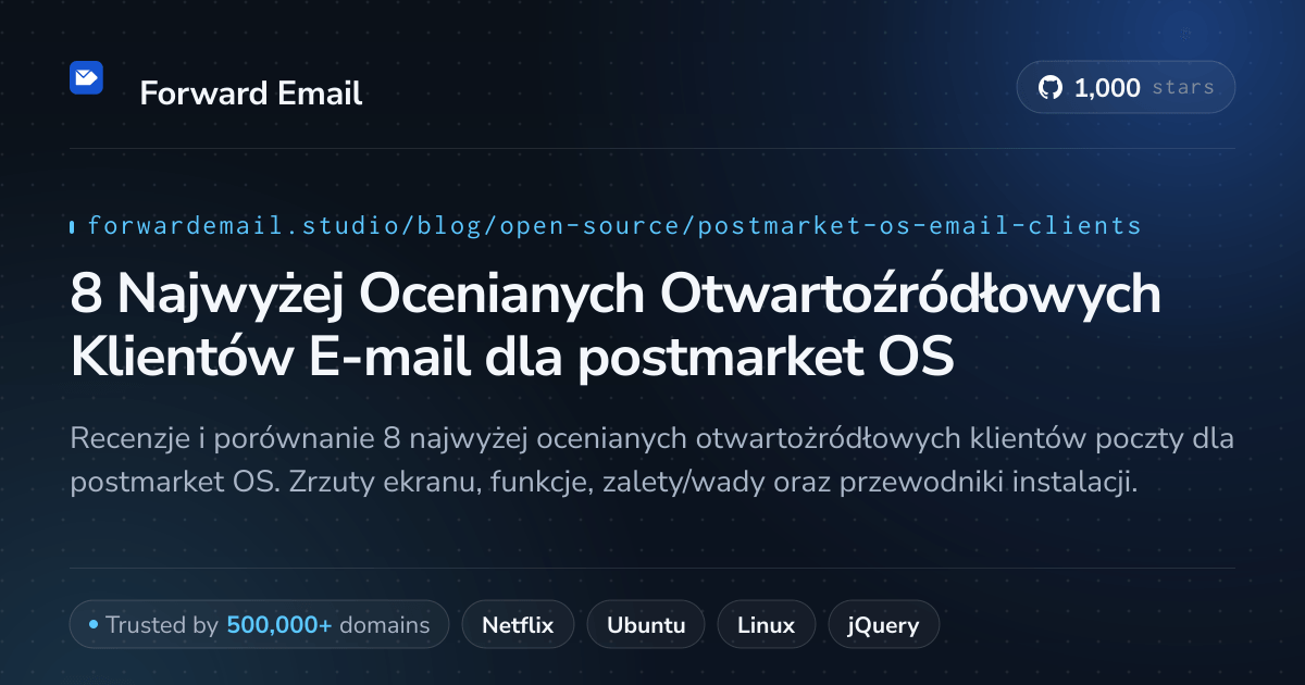 8 Najwyżej Ocenianych Otwartoźródłowych Klientów E-mail dla postmarket OS 2026