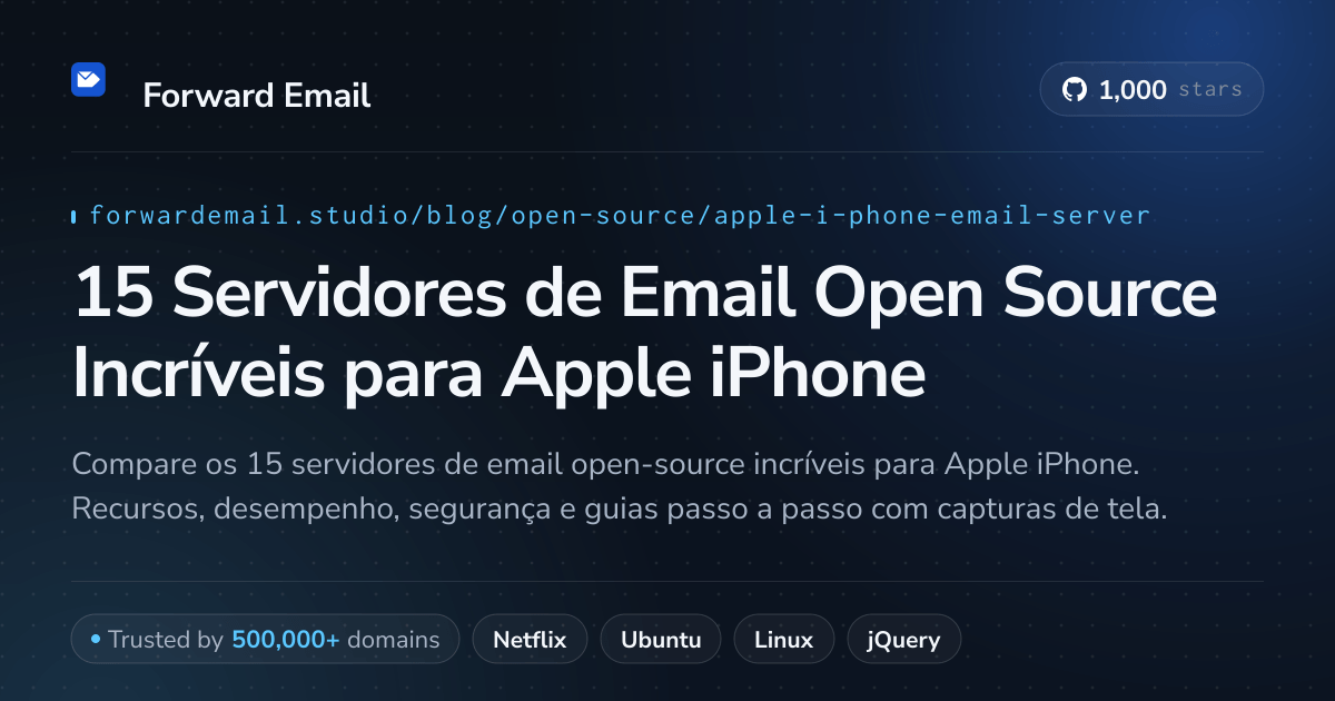 15 Servidores de Email Open Source Incríveis para Apple iPhone 2026