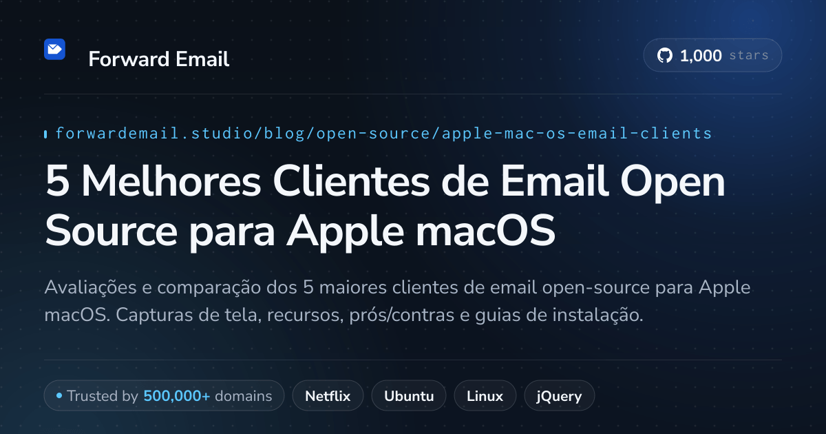 5 Melhores Clientes de Email Open Source para Apple macOS 2026