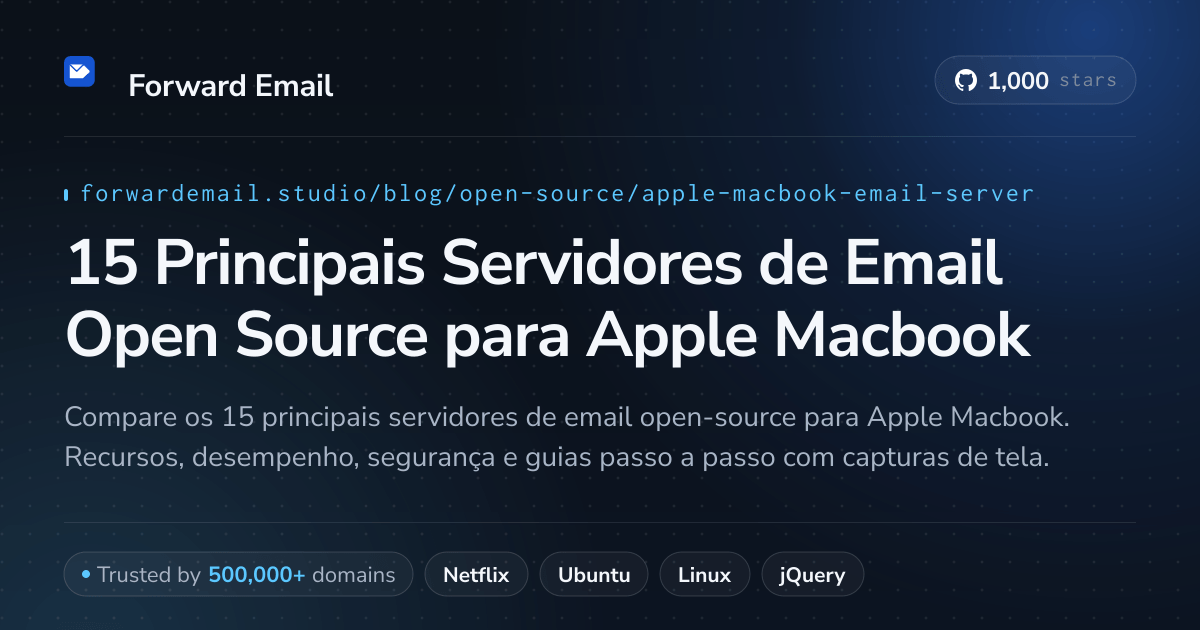 15 Principais Servidores de Email Open Source para Apple Macbook 2026