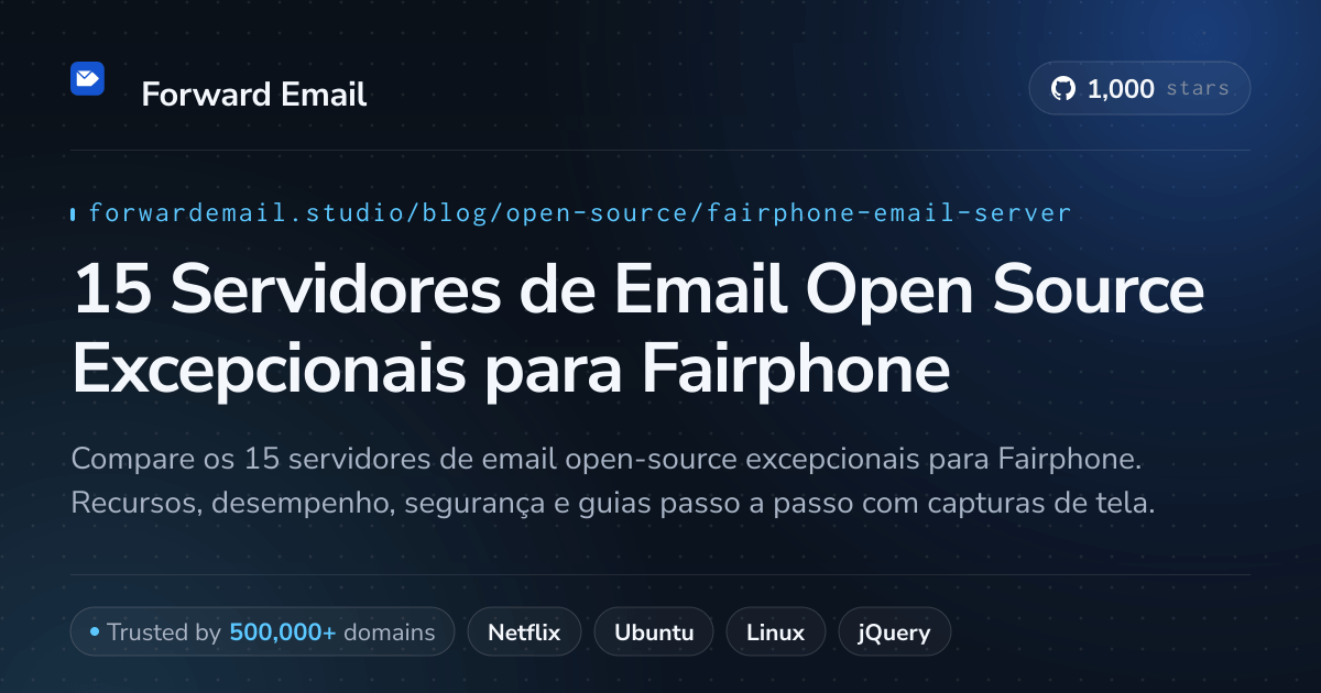 15 Servidores de Email Open Source Excepcionais para Fairphone 2026