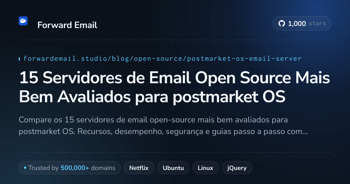 15 Servidores de Email Open Source Mais Bem Avaliados para postmarket OS 2026