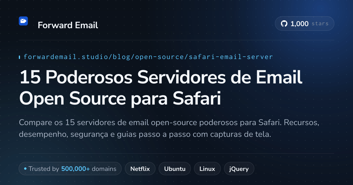 15 Poderosos Servidores de Email Open Source para Safari 2026
