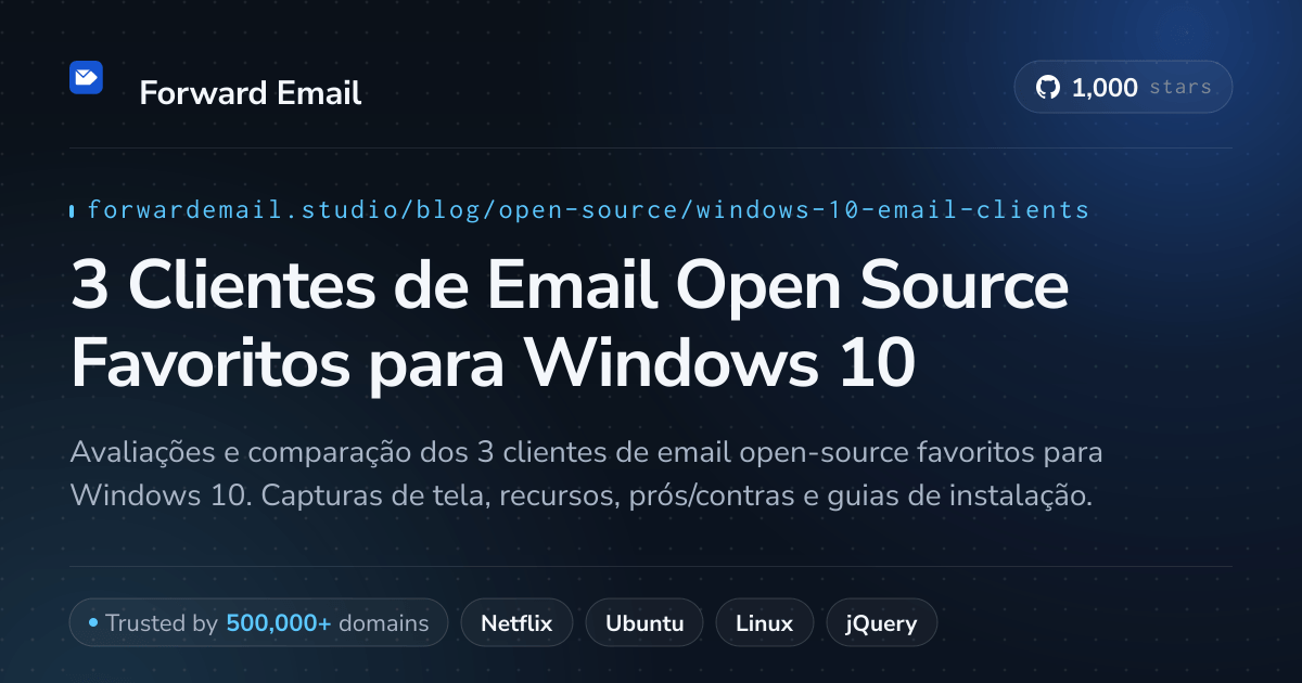 3 Clientes de Email Open Source Favoritos para Windows 10 2026
