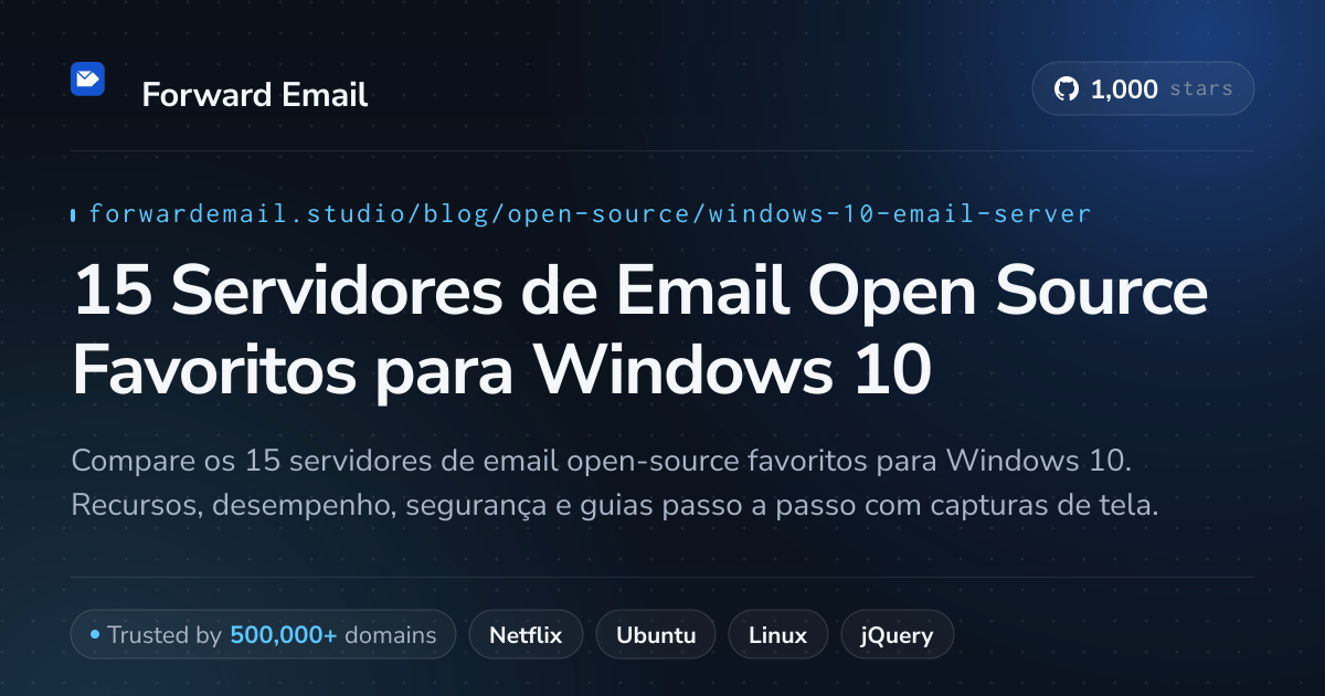15 Servidores de Email Open Source Favoritos para Windows 10 2026