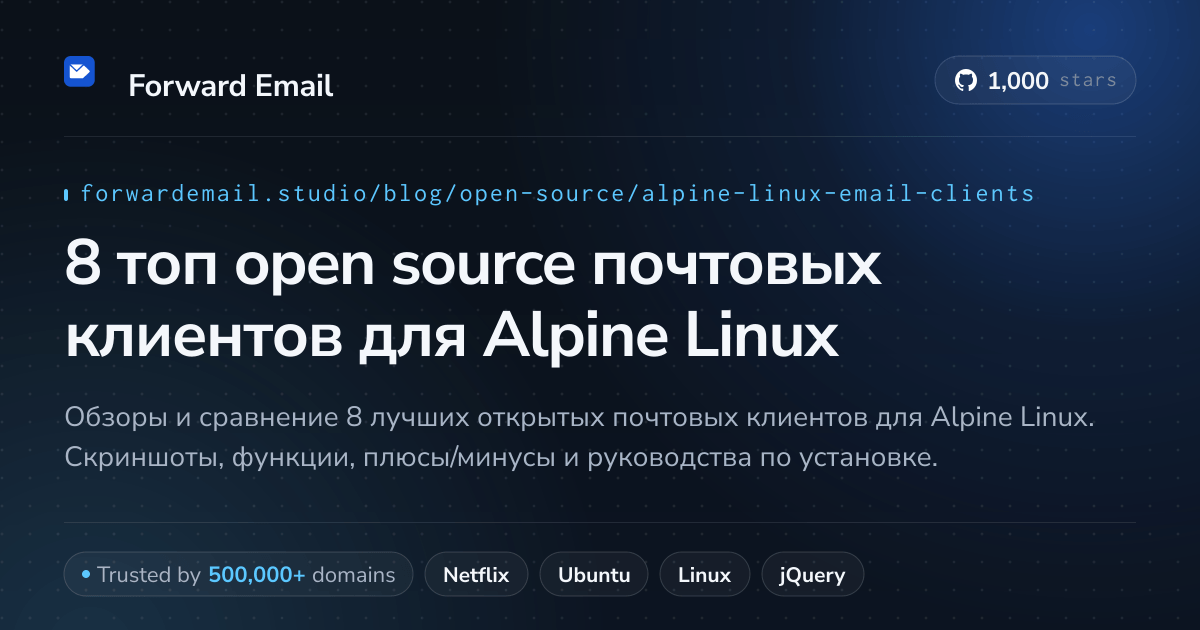 8 топ open source почтовых клиентов для Alpine Linux 2026