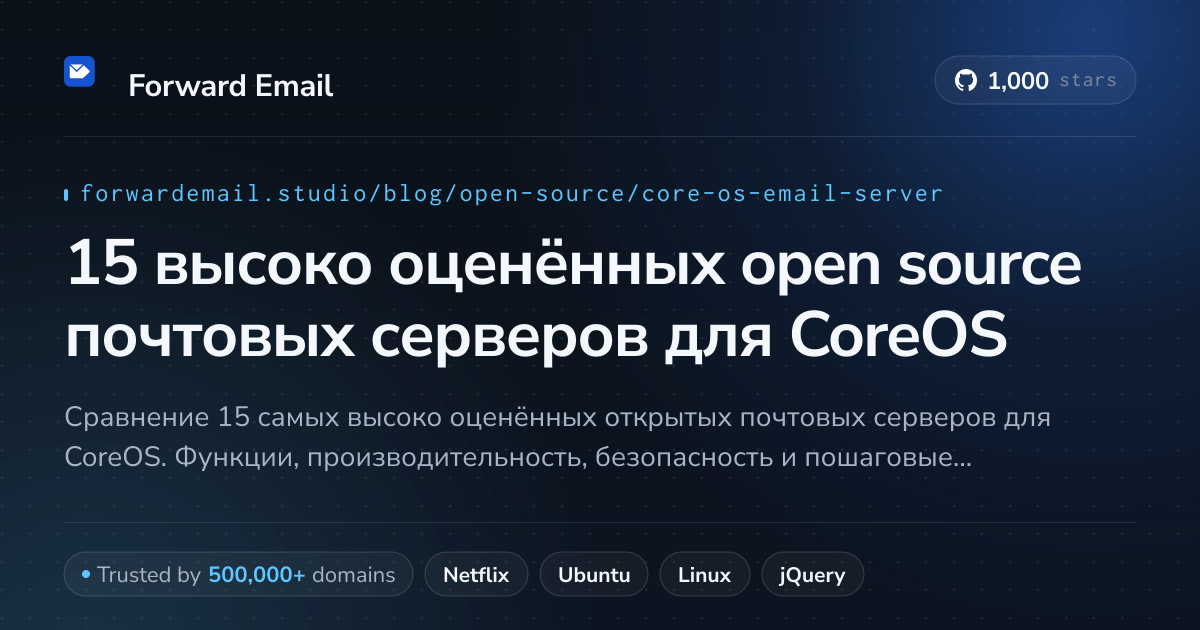 15 высоко оценённых open source почтовых серверов для CoreOS 2026