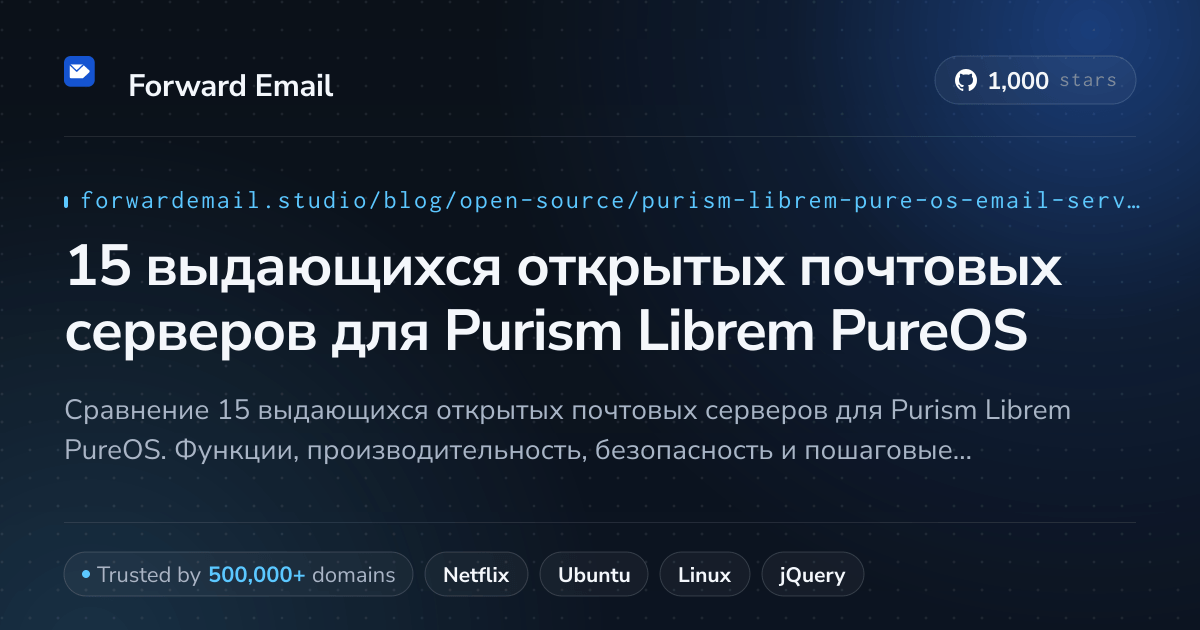 15 выдающихся открытых почтовых серверов для Purism Librem PureOS 2026