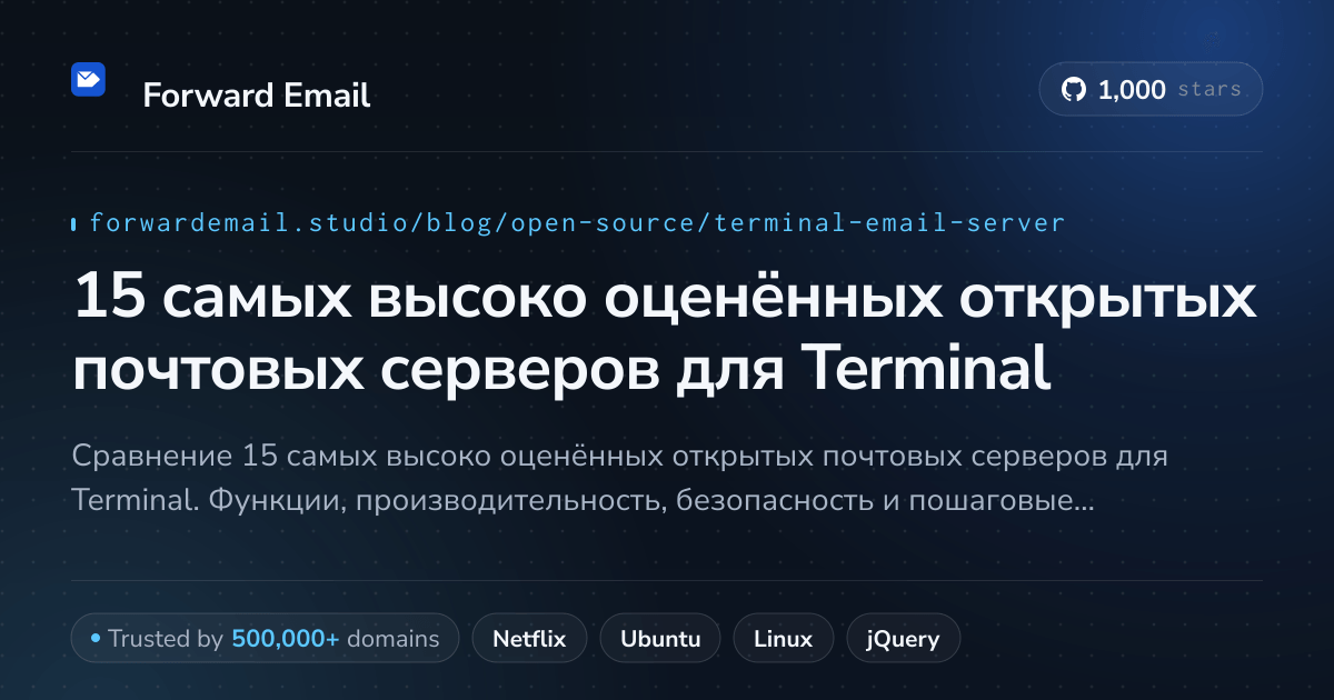 15 самых высоко оценённых открытых почтовых серверов для Terminal 2026