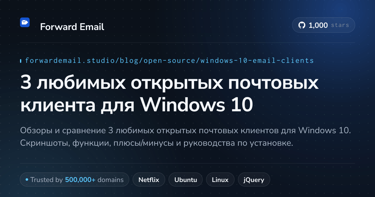 3 любимых открытых почтовых клиента для Windows 10 2026