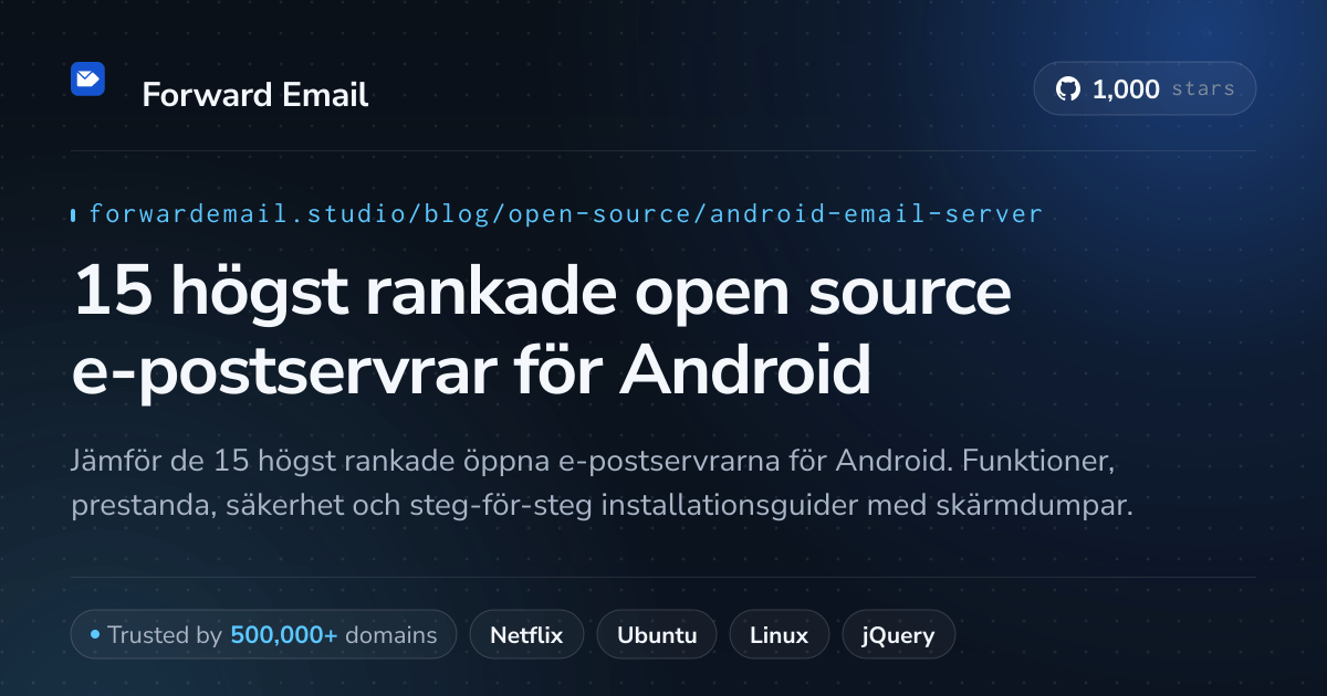 15 högst rankade open source e-postservrar för Android 2026