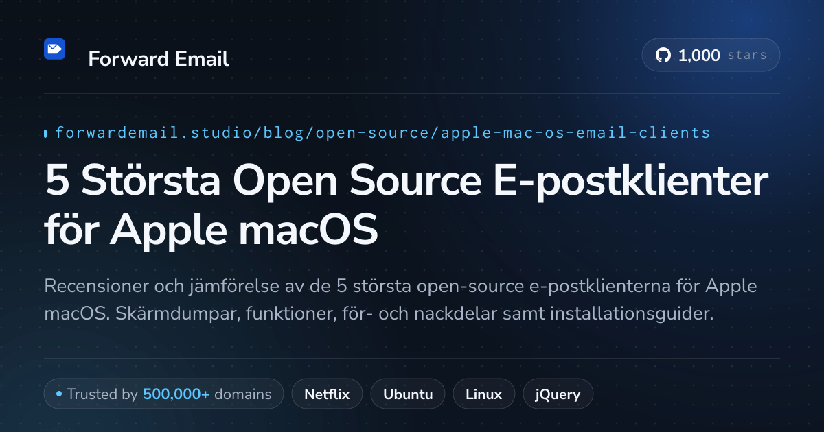 5 Största Open Source E-postklienter för Apple macOS 2026