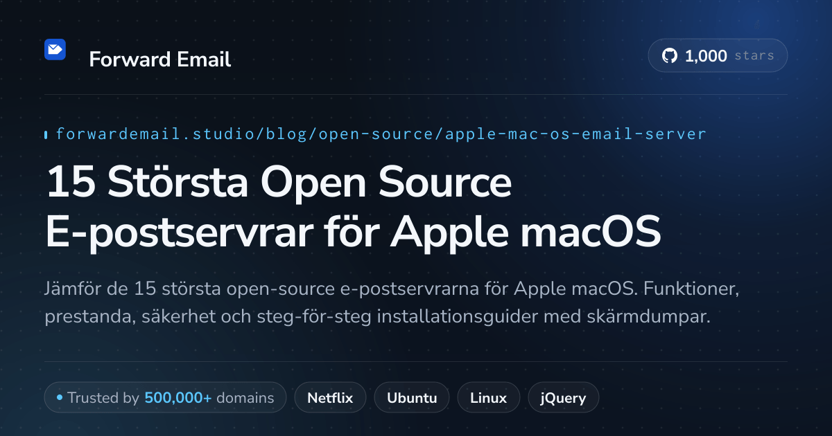 15 Största Open Source E-postservrar för Apple macOS 2026
