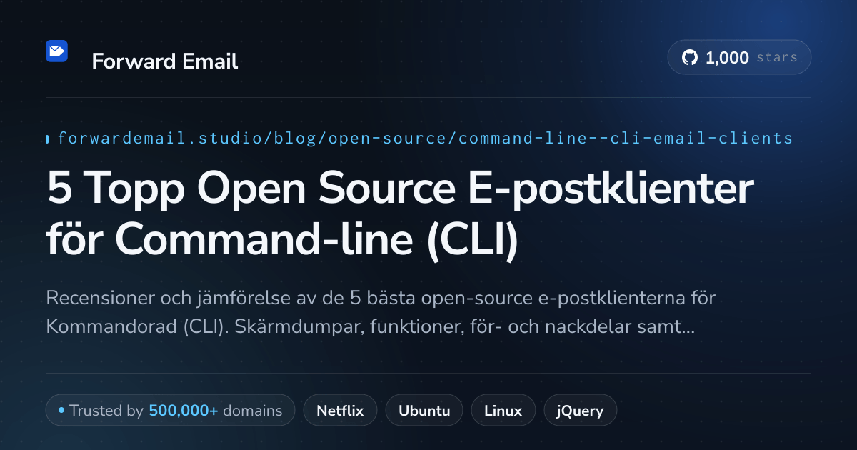 5 Topp Open Source E-postklienter för Command-line (CLI) 2026