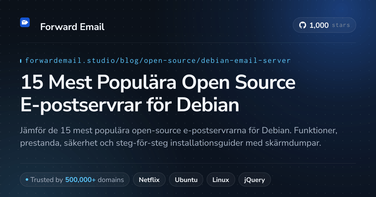 15 Mest Populära Open Source E-postservrar för Debian 2026