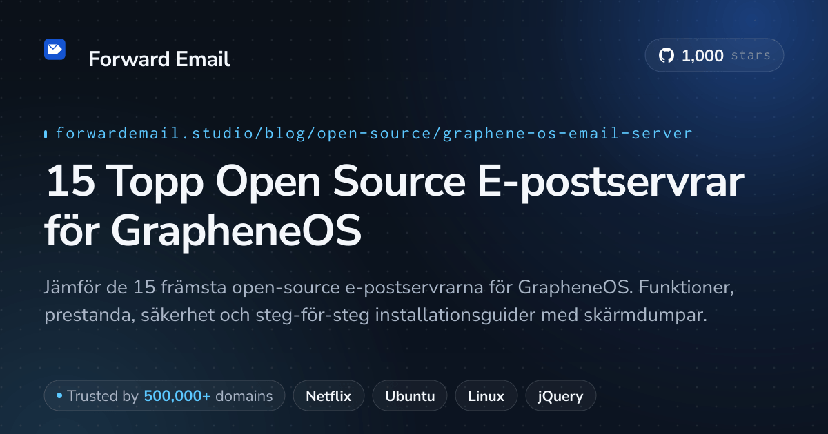 15 Topp Open Source E-postservrar för GrapheneOS 2026