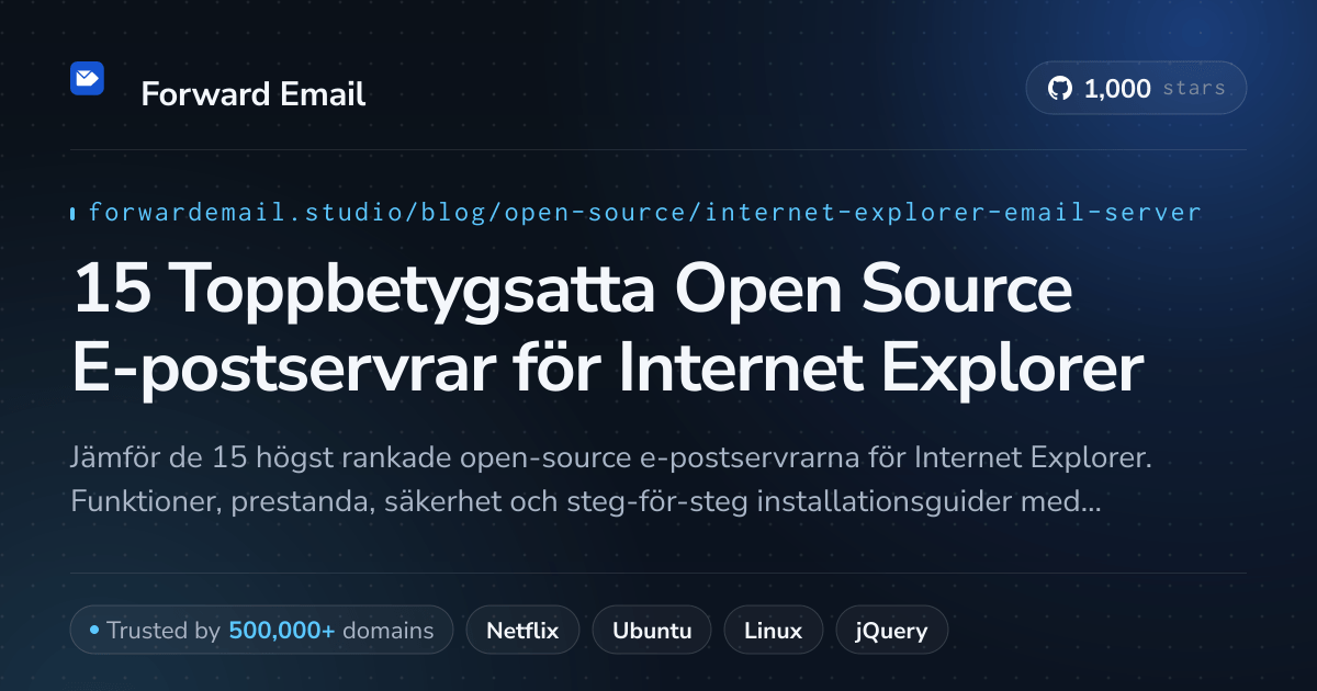 15 Toppbetygsatta Open Source E-postservrar för Internet Explorer 2026
