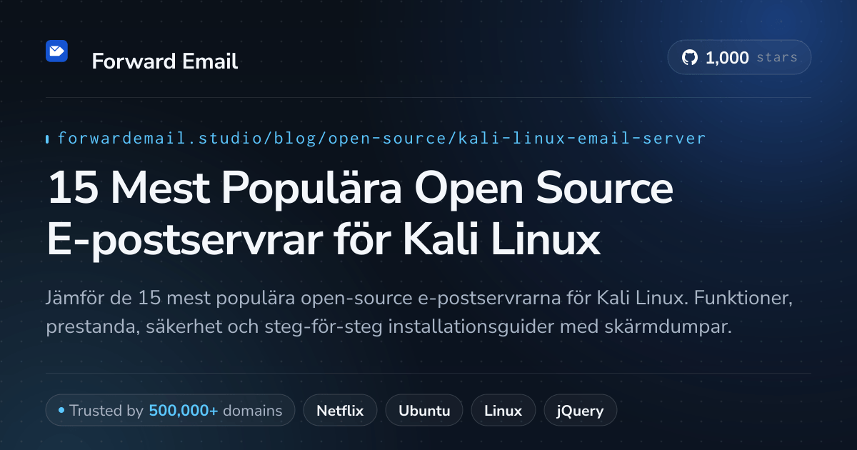 15 Mest Populära Open Source E-postservrar för Kali Linux 2026