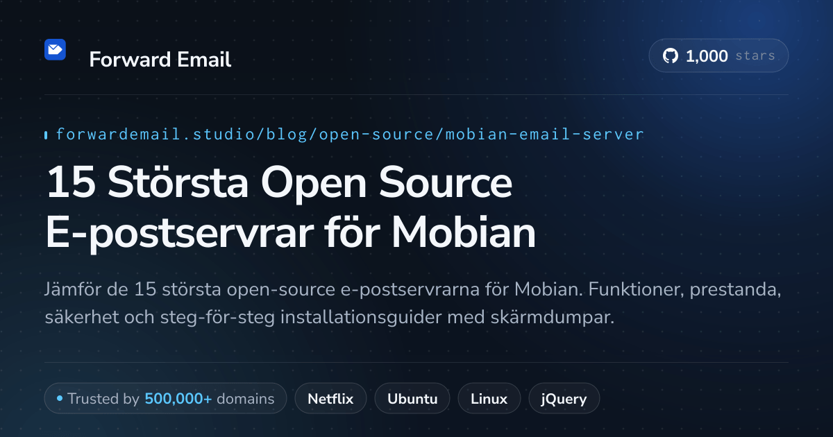 15 Största Open Source E-postservrar för Mobian 2026
