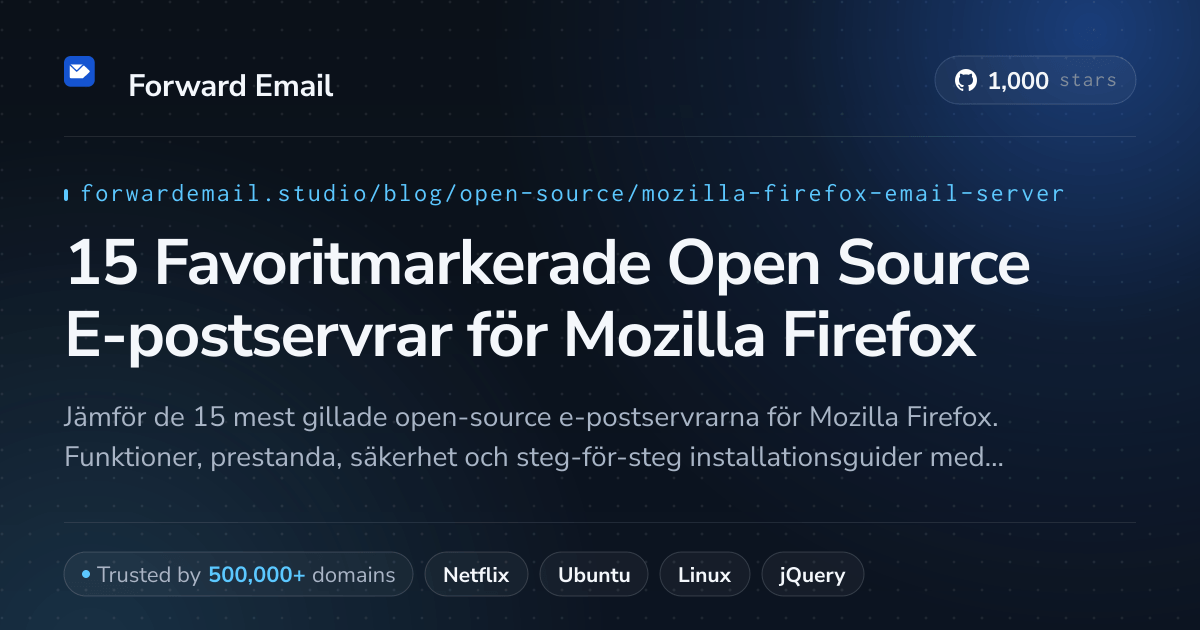 15 Favoritmarkerade Open Source E-postservrar för Mozilla Firefox 2026
