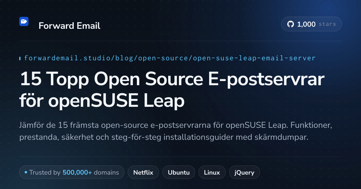 15 Topp Open Source E-postservrar för openSUSE Leap 2026