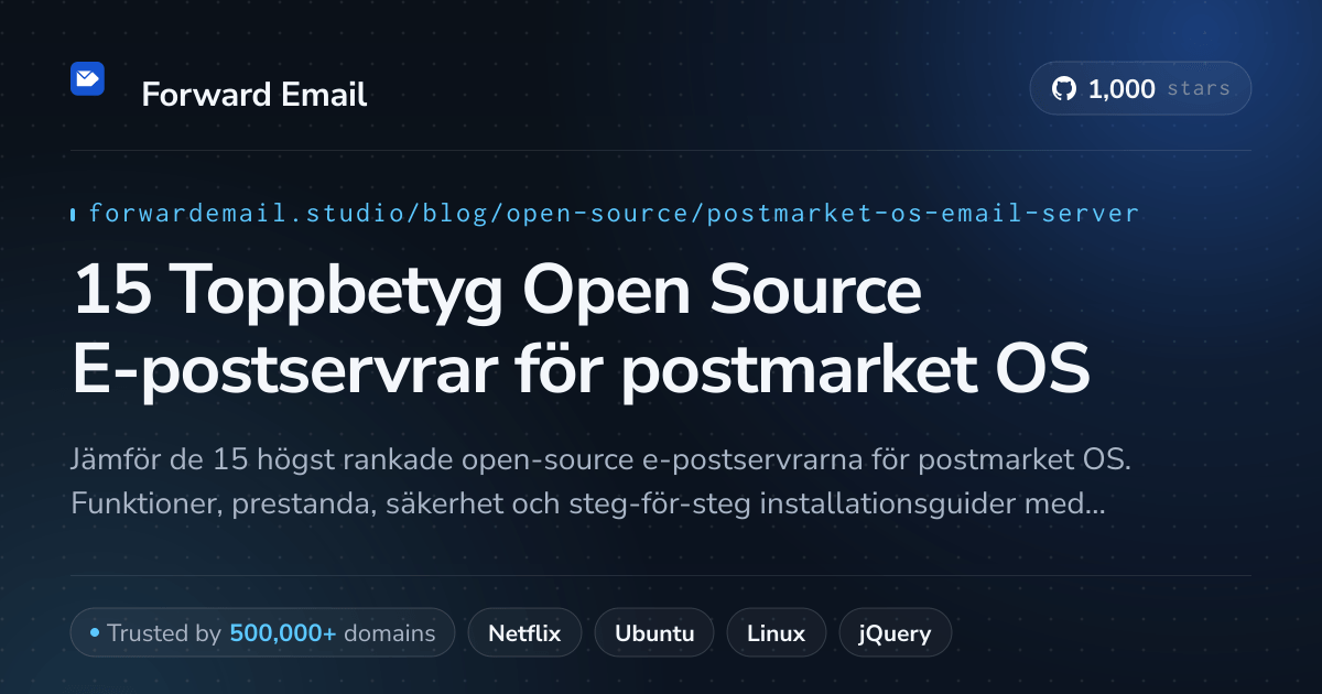 15 Toppbetyg Open Source E-postservrar för postmarket OS 2026