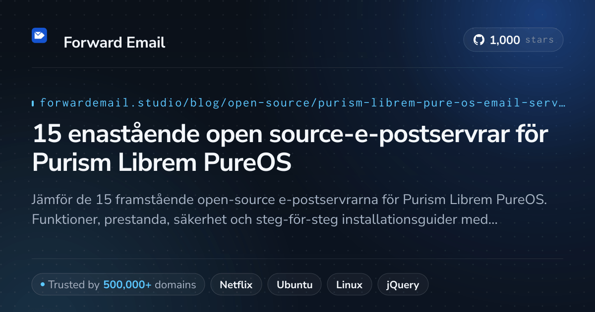 15 enastående open source-e-postservrar för Purism Librem PureOS 2026