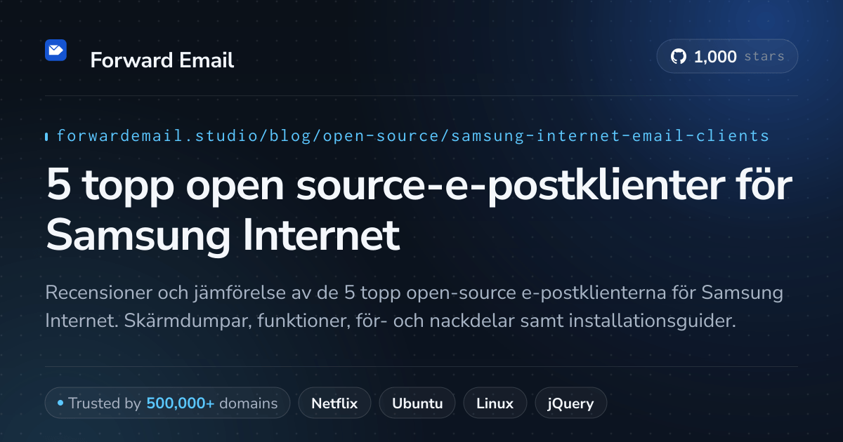 5 topp open source-e-postklienter för Samsung Internet 2026