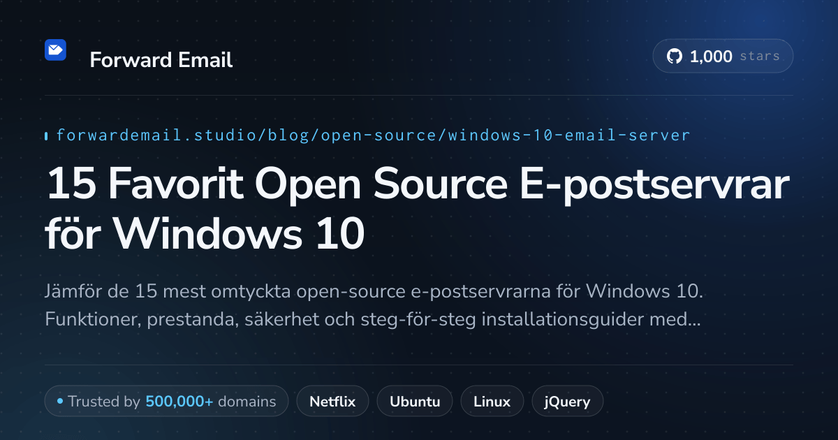 15 Favorit Open Source E-postservrar för Windows 10 2026