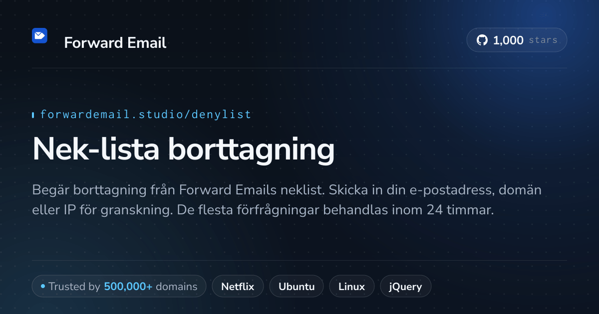 Nek-lista borttagning - Avblockera din e-post, domän eller IP-adress