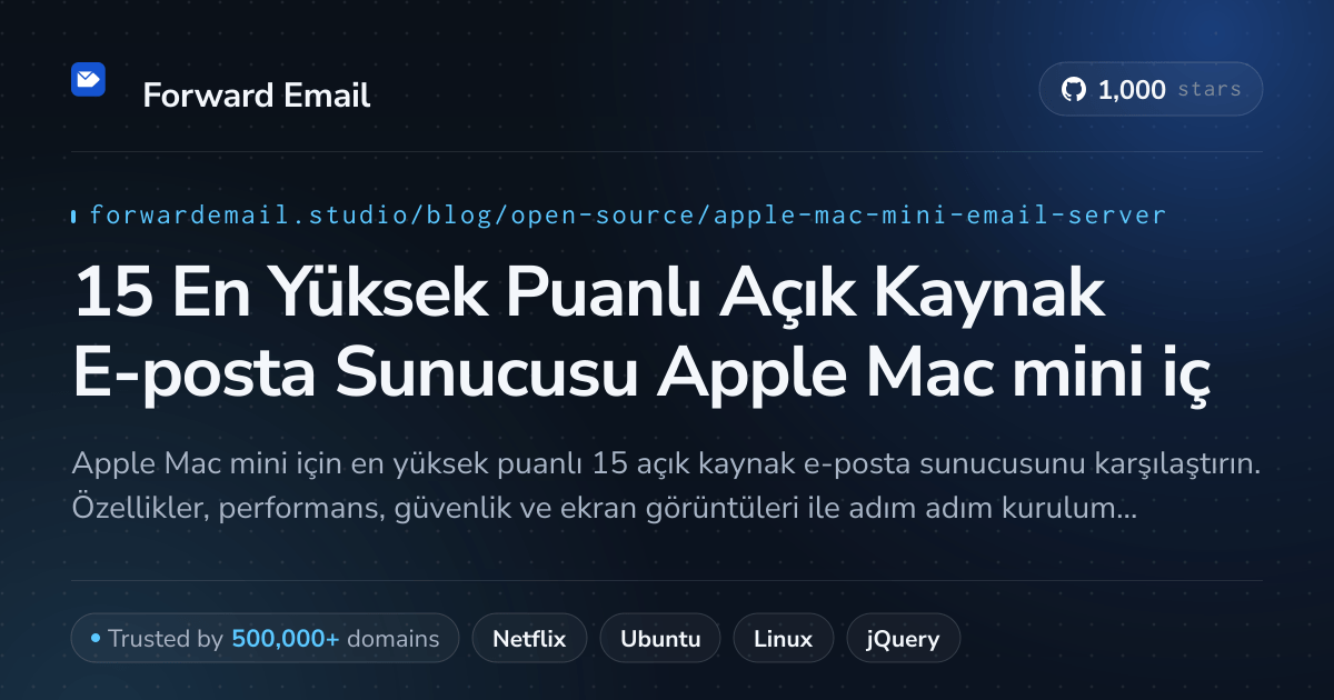 15 En Yüksek Puanlı Açık Kaynak E-posta Sunucusu Apple Mac mini için 2026