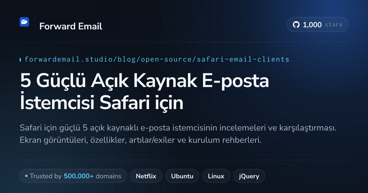 5 Güçlü Açık Kaynak E-posta İstemcisi Safari 2026 için